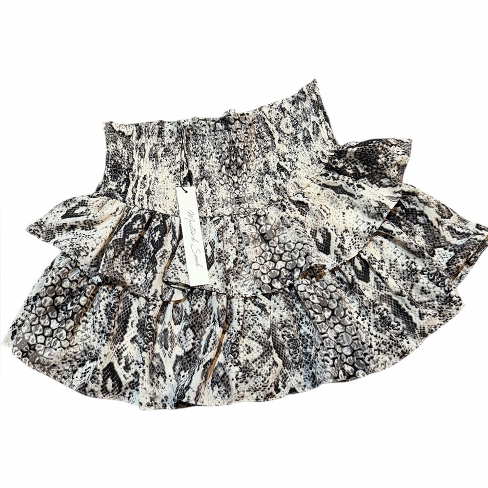 Mustard Seed Snake Print Ruffle Skort